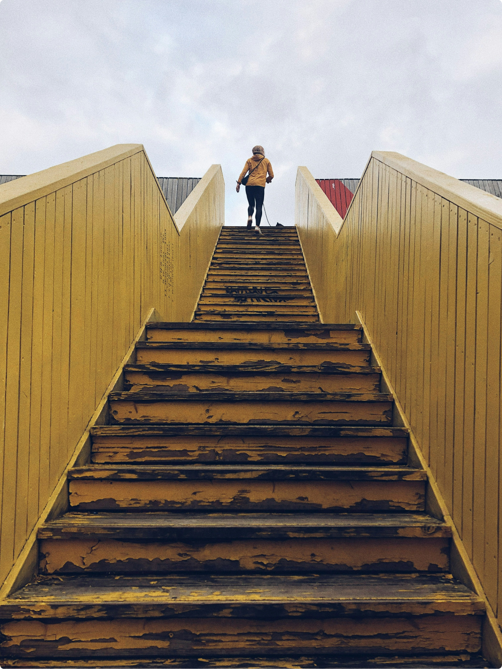 A person climbing stairs